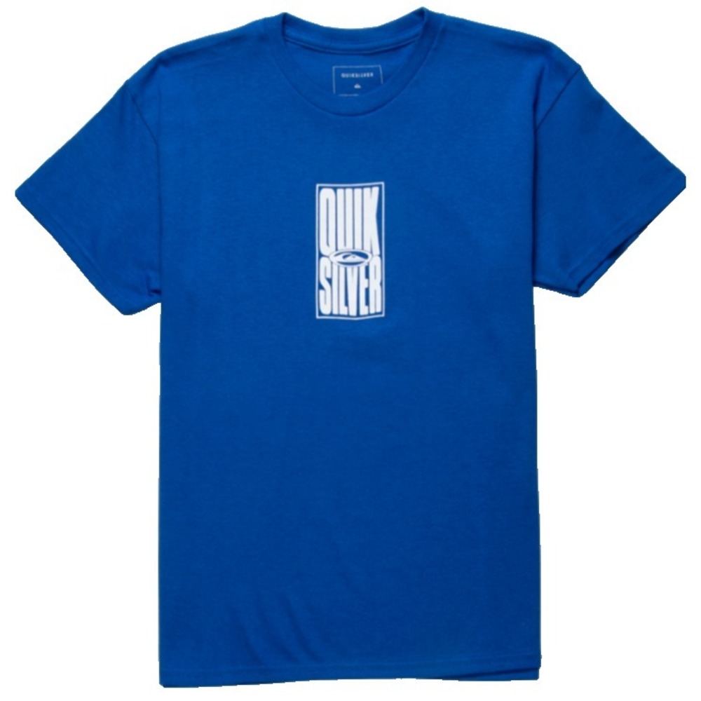 Boys Size M - Quiksilver Blue Short Sleeve Blue Front Logo Tshirt